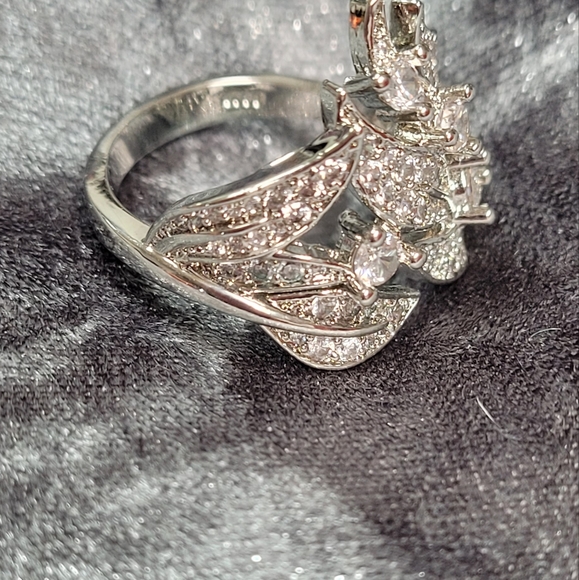 925S Diamond-Studded Rice Ear Flowered Ratten Ring - Picture 3 of 8